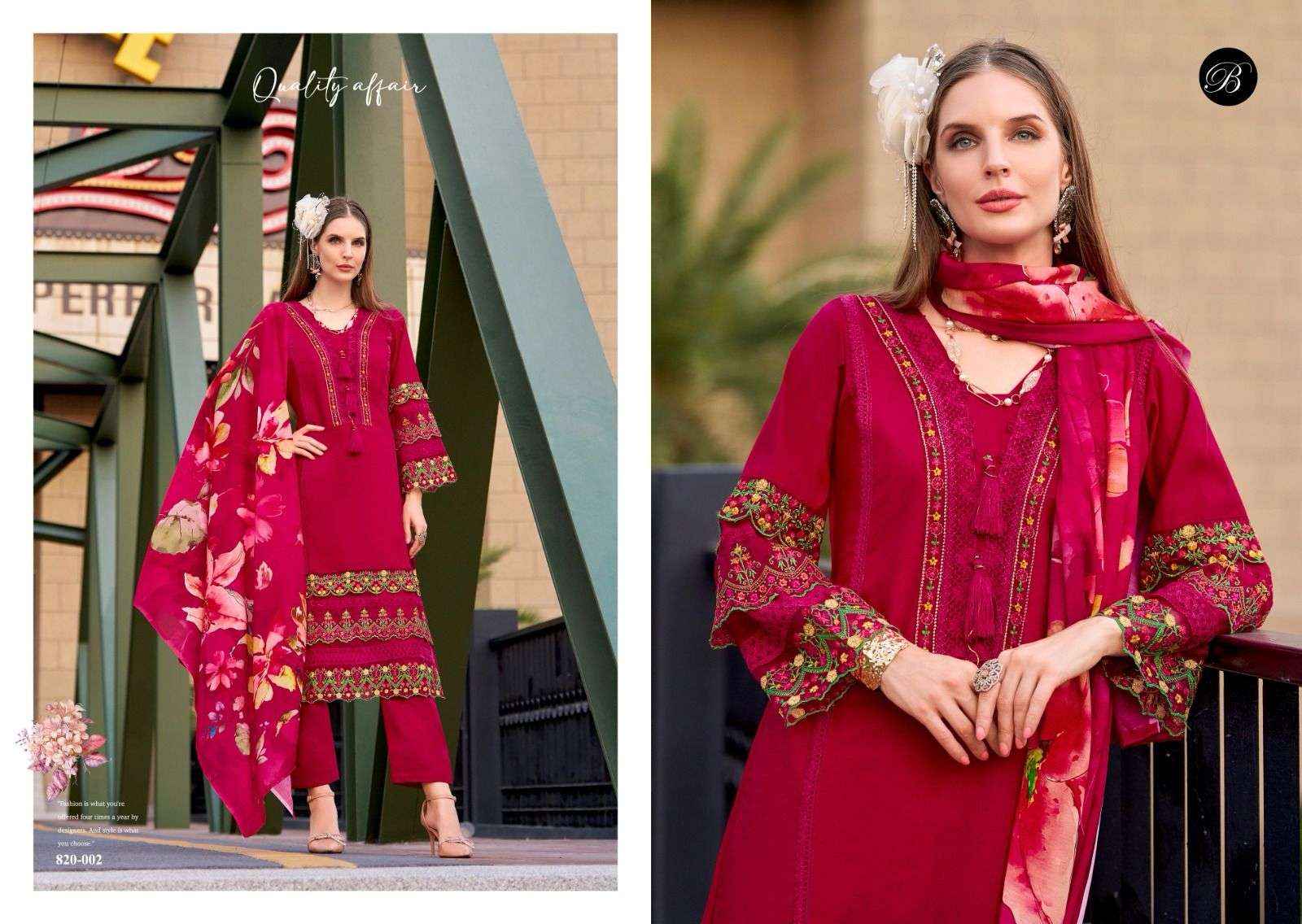 Belliza Designer Majestic Pure Roman Silk Ladies Dress Material ( 6 Pcs Catalogue )
