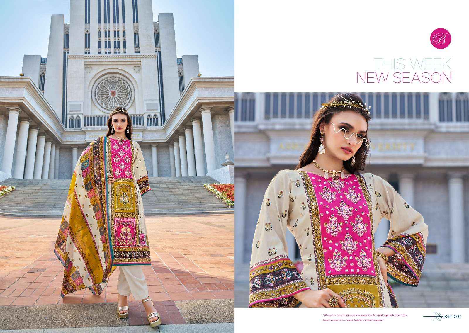 BELLIZA DESIGNER STUDIO DIL E NAGMA JAM COTTON PRINT WITH WORK SUIT WHOLESALE PRICE ( 2 PCS CATALOG )