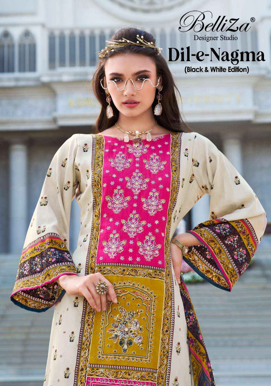 BELLIZA DESIGNER STUDIO DIL E NAGMA JAM COTTON PRINT WITH WORK SUIT WHOLESALE PRICE ( 2 PCS CATALOG )