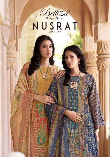 Belliza Nusrat Vol 5 Viscose Musline Dress Material Latest Catalog ( 6 pcs Catalogue )