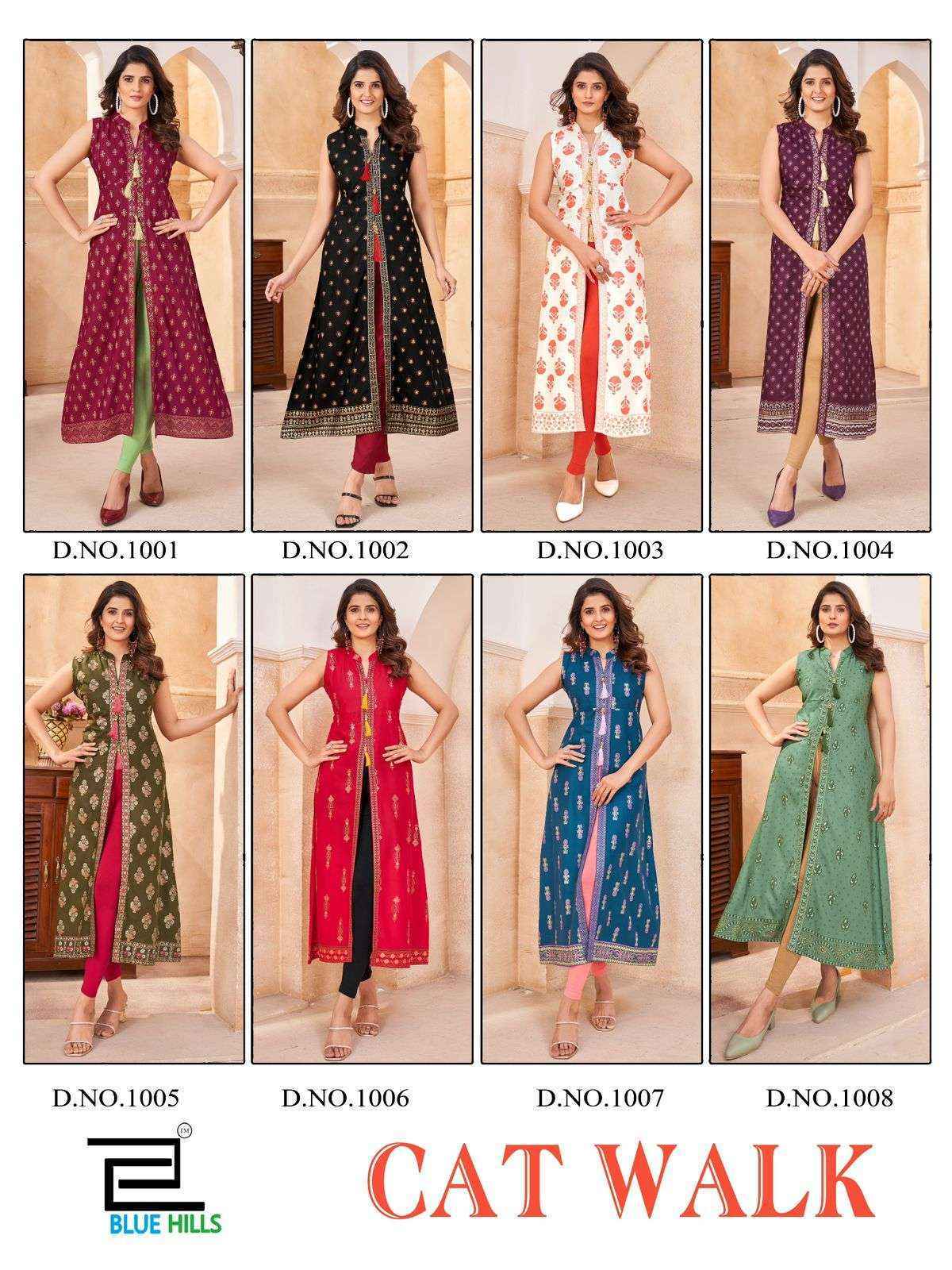 Blue Hills Cat Walk Rayon Kurti Wholesale Rate ( 8 Pcs Catalog )