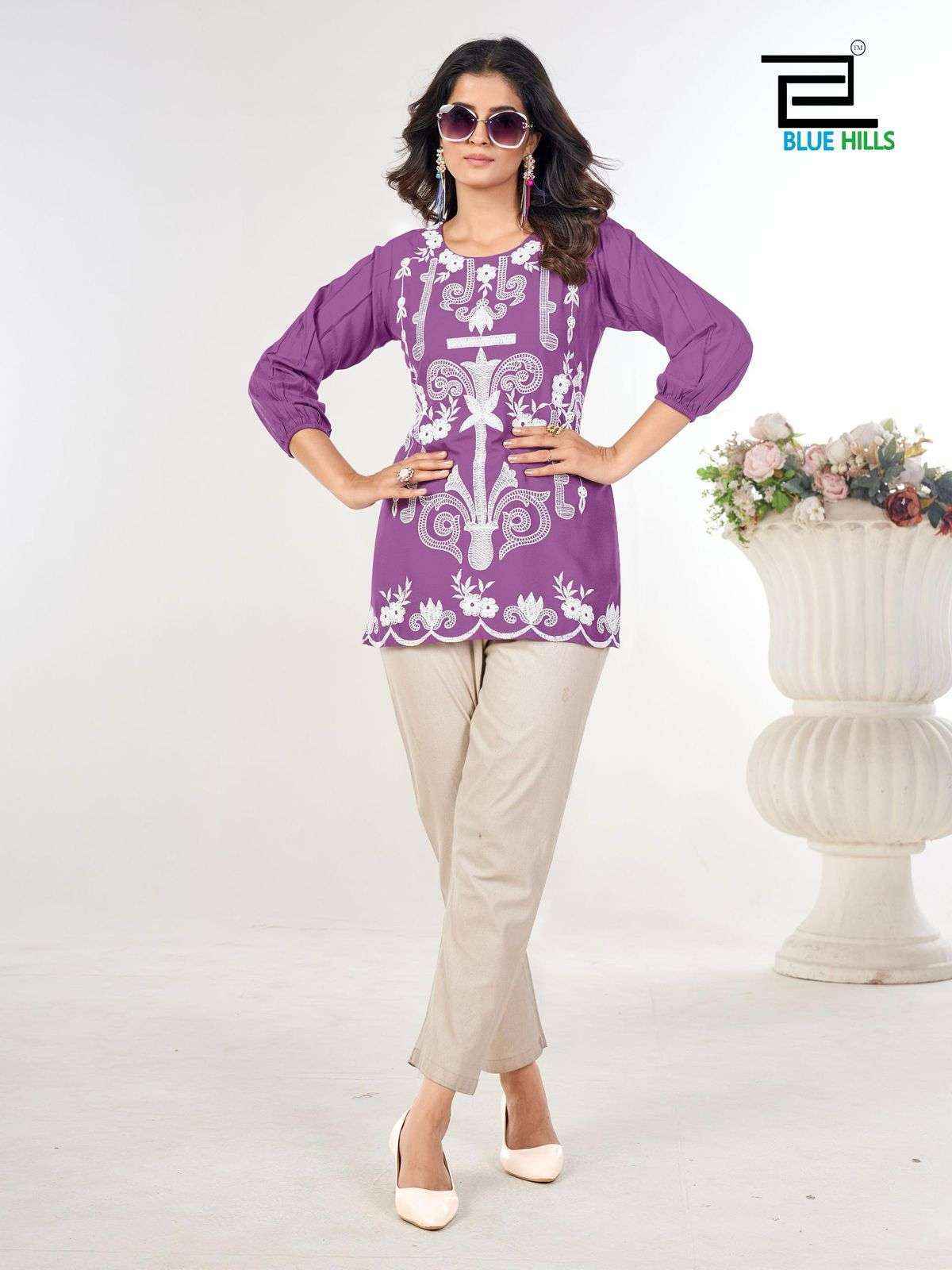 Blue Hills Rabbit Rayon Weastern Top Wholesale Price ( 6 pcs Catalogue )