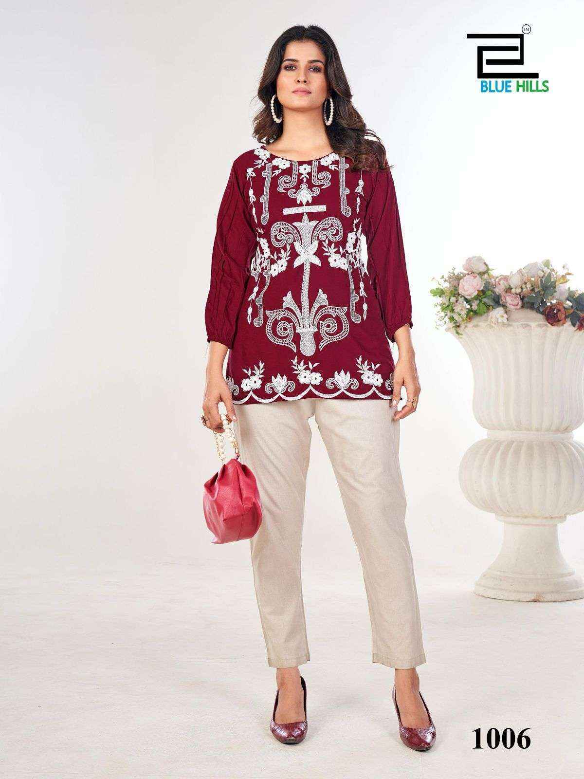 Blue Hills Rabbit Rayon Weastern Top Wholesale Price ( 6 pcs Catalogue )