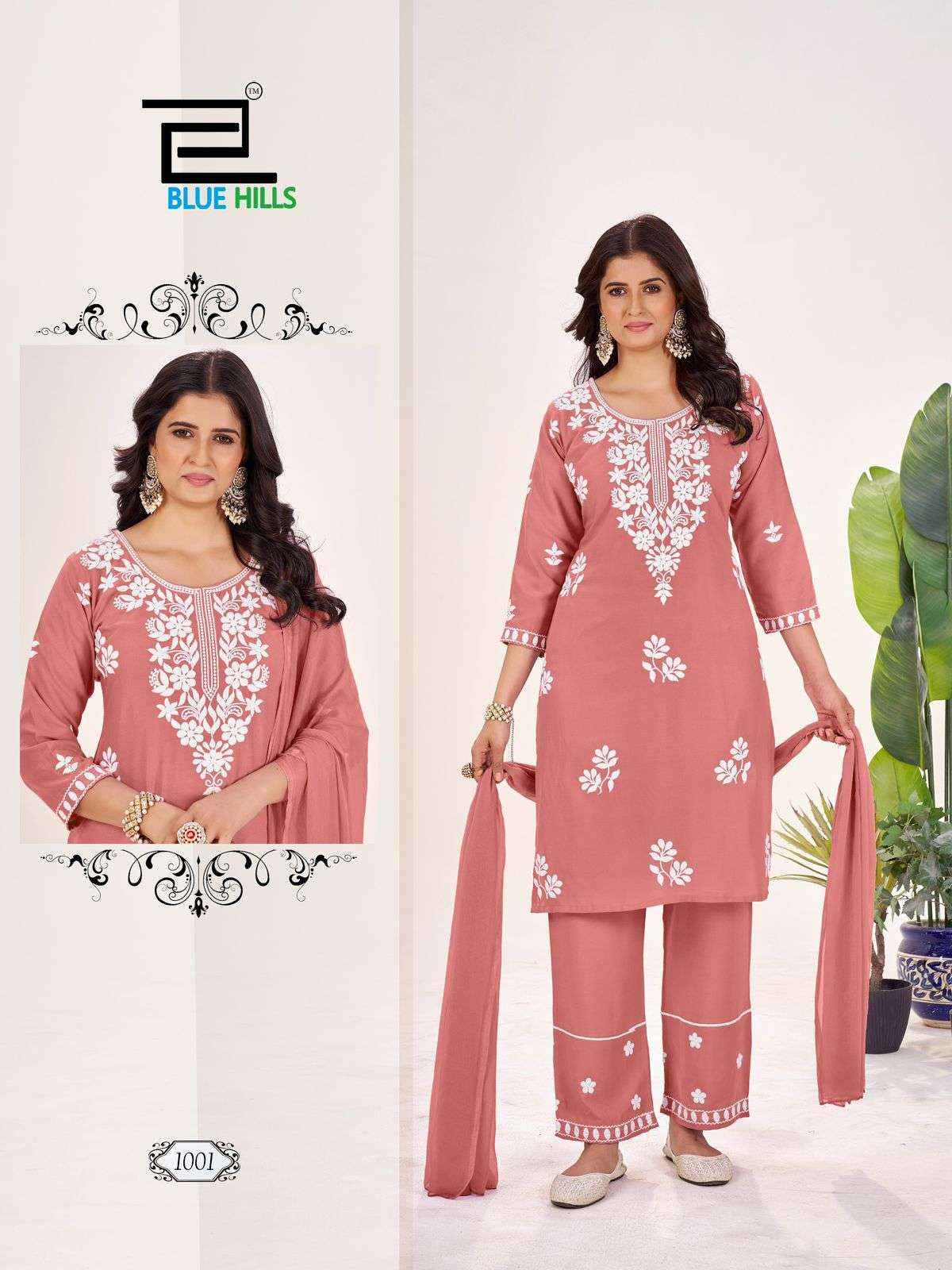 BLUE HILLS SUMMER FEELS RAYON FANCY WORKS LADIES KURTI COMBO SET ( 4 Pcs Catalogue )