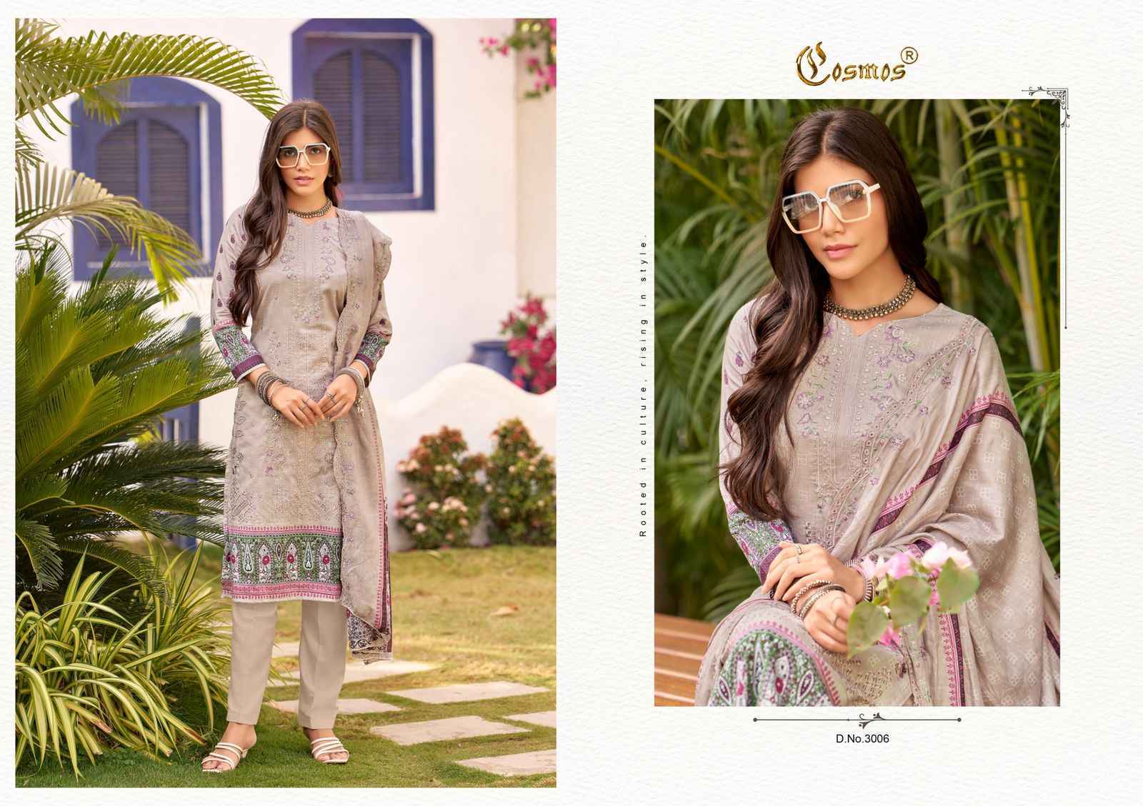 COSMOS BIN SAEED VOL -3 LAWN COTTON WITH HEAVY SELF EMBROIDERY SALWAR KAMEEZ WHOLESALE RATE ( 8 PCS CATALOG )