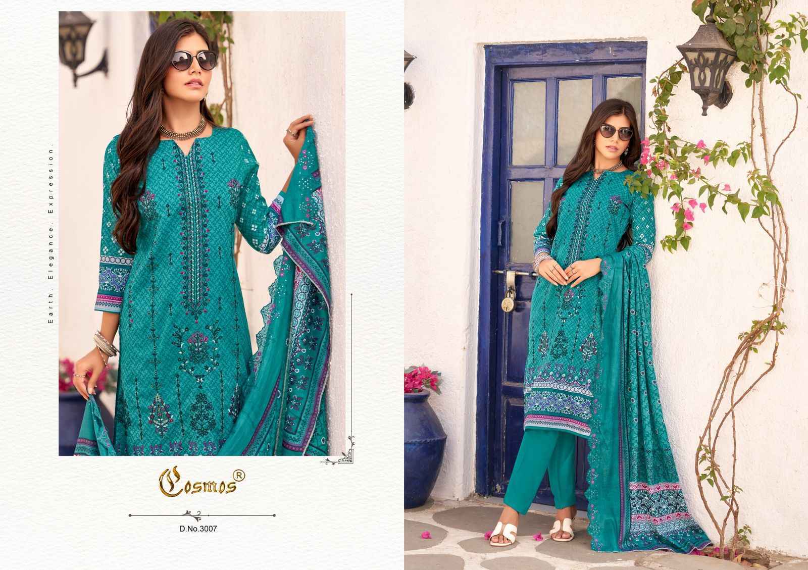 COSMOS BIN SAEED VOL -3 LAWN COTTON WITH HEAVY SELF EMBROIDERY SALWAR KAMEEZ WHOLESALE RATE ( 8 PCS CATALOG )