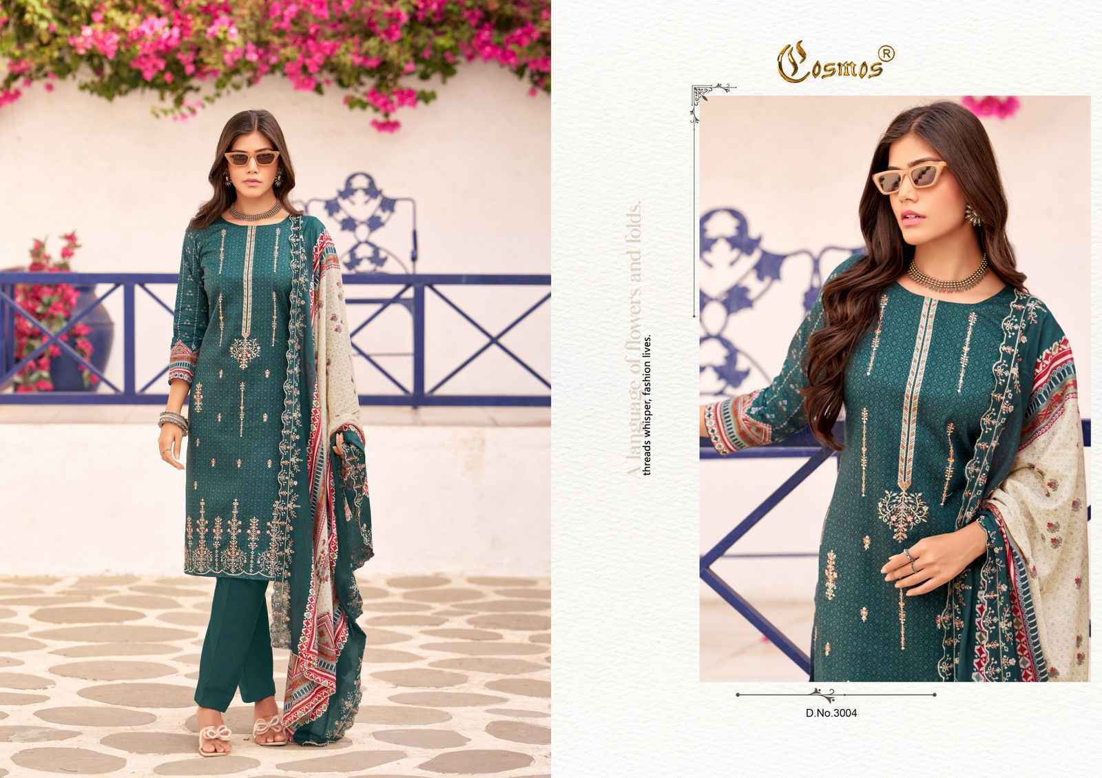 COSMOS BIN SAEED VOL -3 LAWN COTTON WITH HEAVY SELF EMBROIDERY SALWAR KAMEEZ WHOLESALE RATE ( 8 PCS CATALOG )