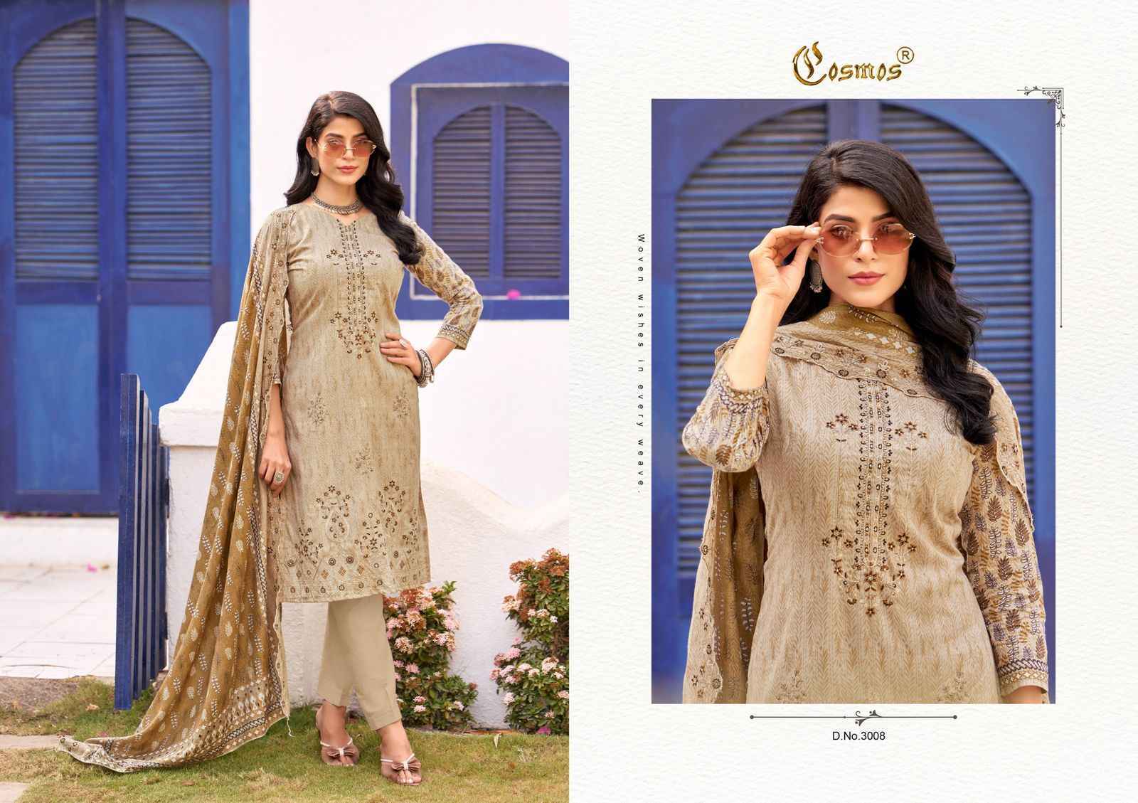 COSMOS BIN SAEED VOL -3 LAWN COTTON WITH HEAVY SELF EMBROIDERY SALWAR KAMEEZ WHOLESALE RATE ( 8 PCS CATALOG )