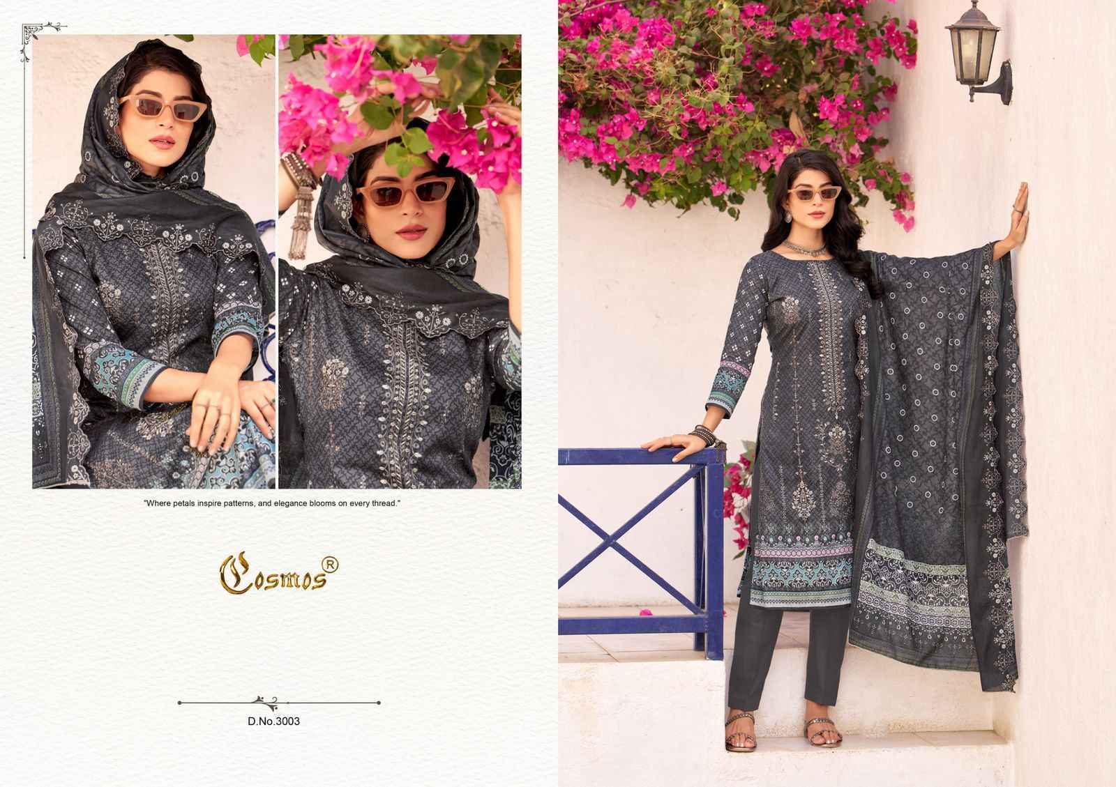 COSMOS BIN SAEED VOL -3 LAWN COTTON WITH HEAVY SELF EMBROIDERY SALWAR KAMEEZ WHOLESALE RATE ( 8 PCS CATALOG )