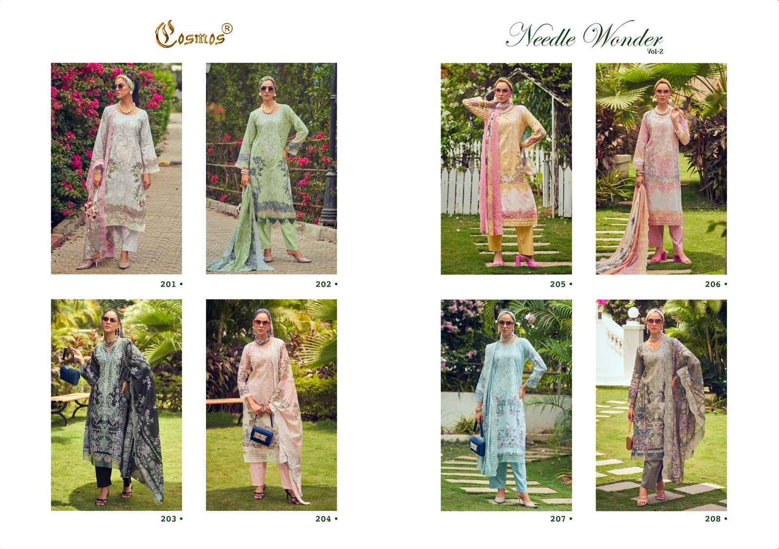 Cosmos Needle Wonder Vol 2 Lawn Cotton Dress Material Surat Wholesale ( 8 pcs Catalogue )