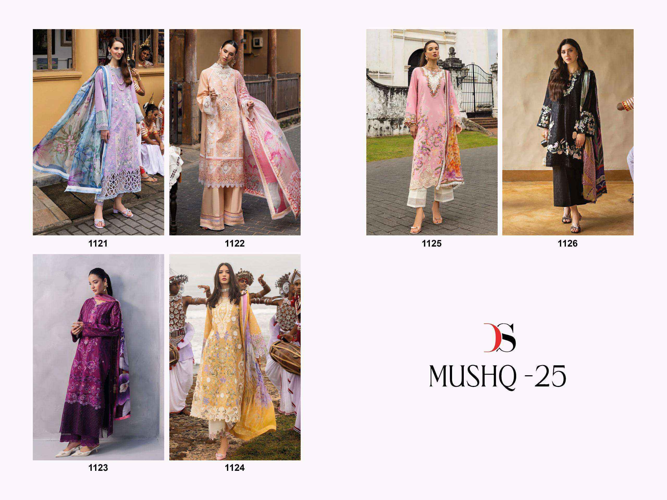 DEEPSY SUITS MUSHQ 25 COTTON PATCH EMBROIDERY SALWAR KAMEEZ WHOLESALE PRICE ( 6 PCS CATALOG )
