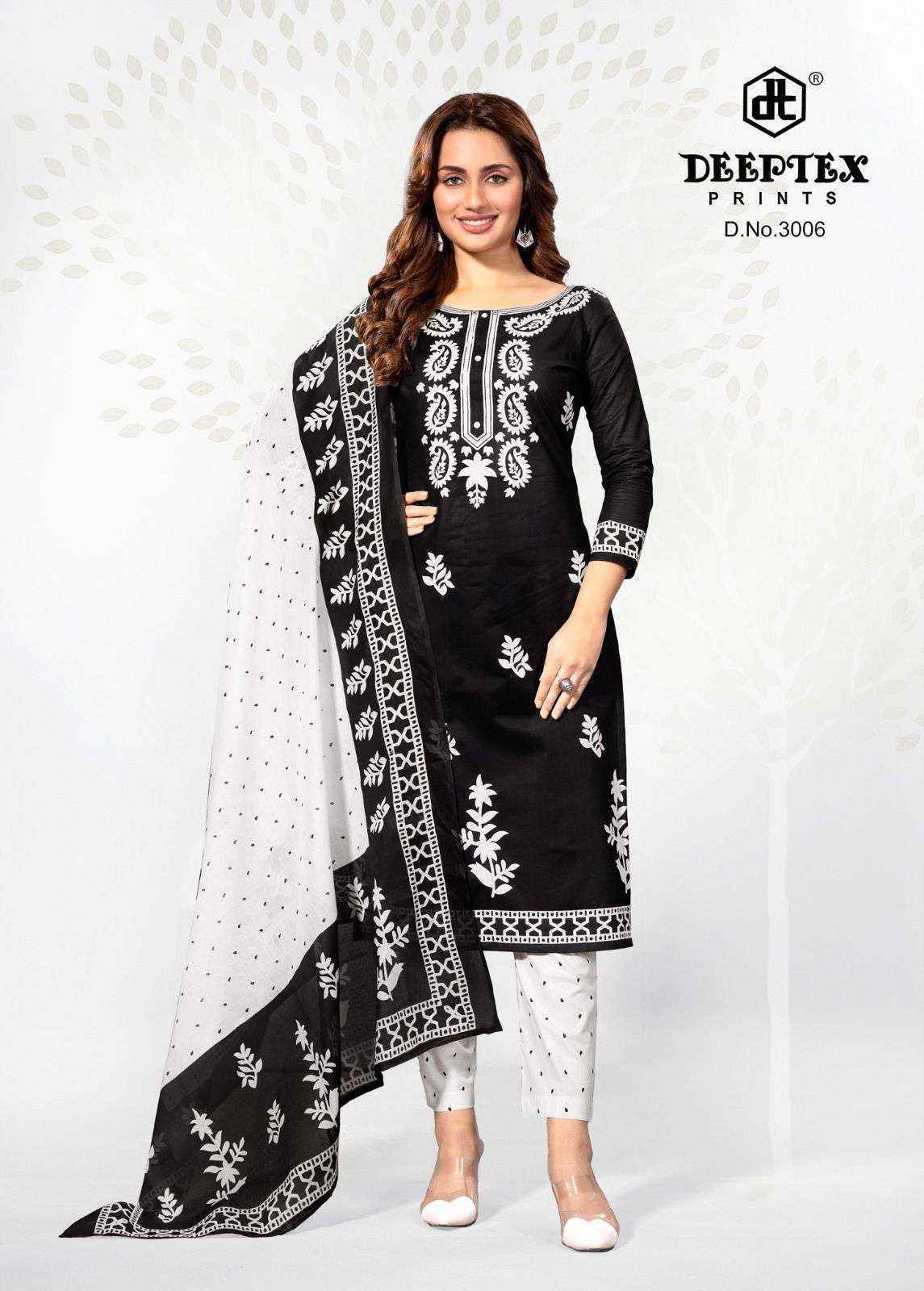 Deeptex Aaliza Black & White Special Vol 3 Cotton Dress Material Surat Wholesale ( 10 pcs Catalogue )