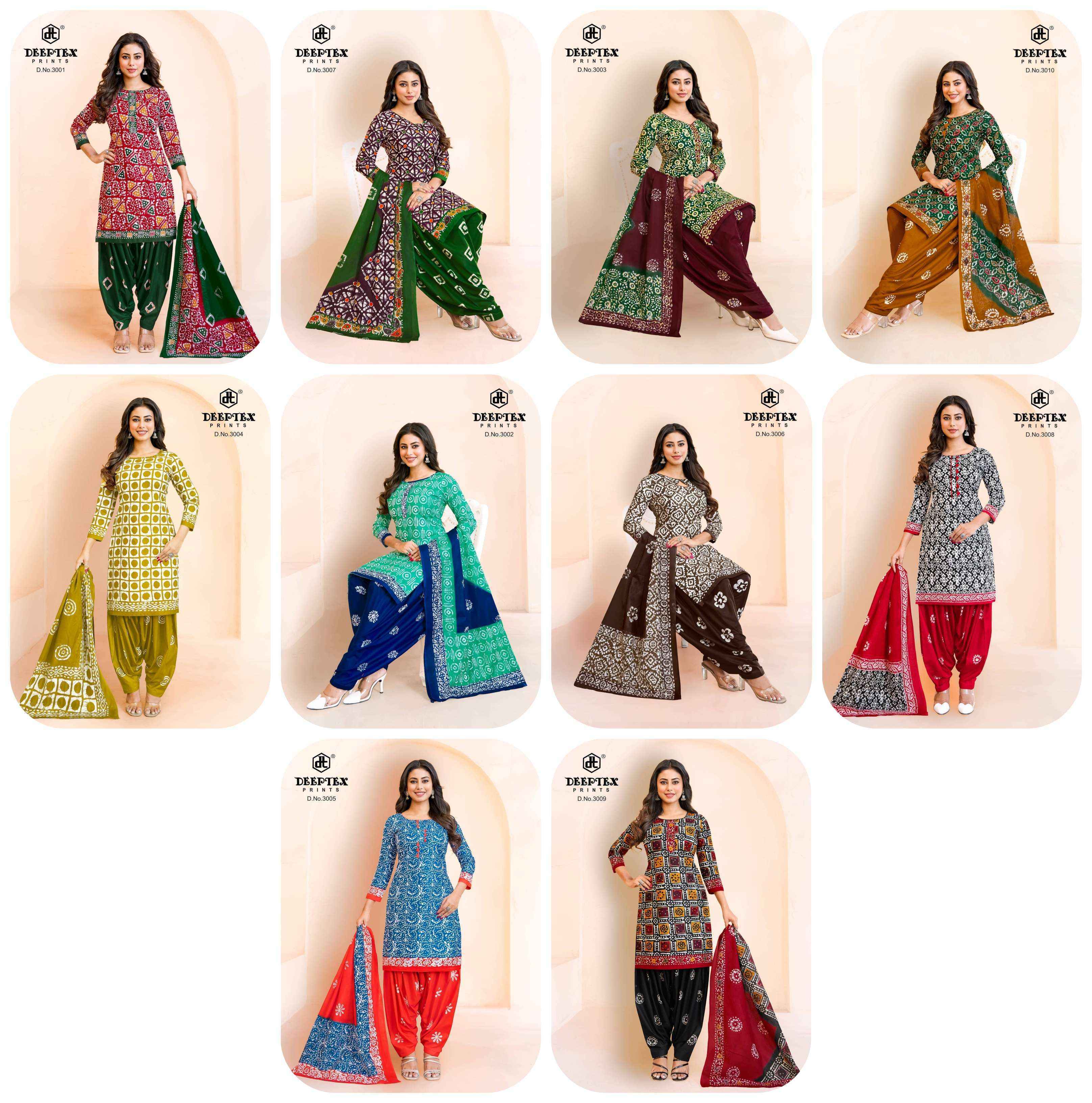 Deeptex Prints Batik Plus Vol 30 Cotton Patiyala Salwar Suits Online shopping ( 10 pcs Catalogue )