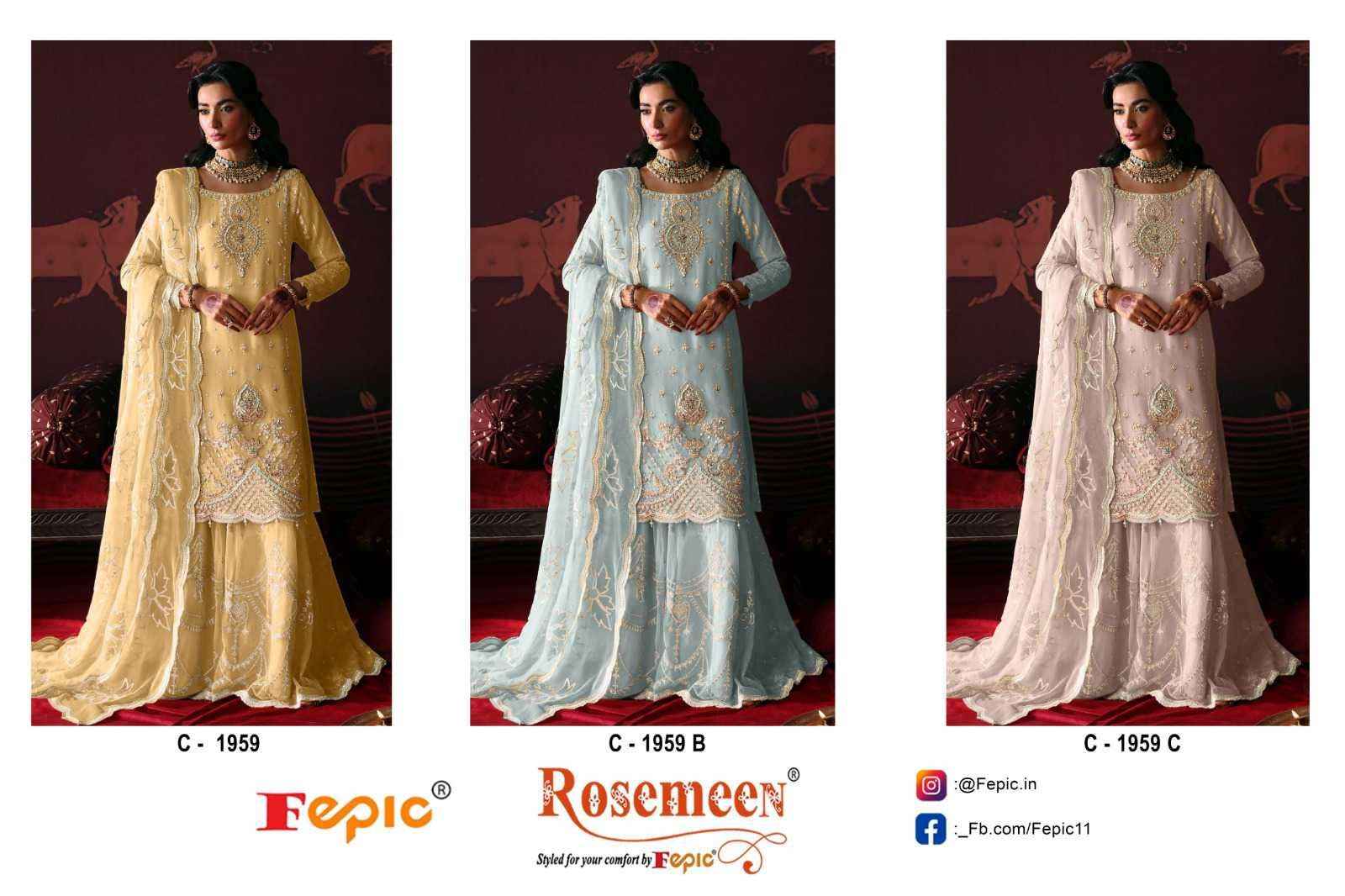 Fepic C 1959 Colors Pakistani Suit Salwar Kameez Wholesale Rate ( 3 Pcs Catalog )