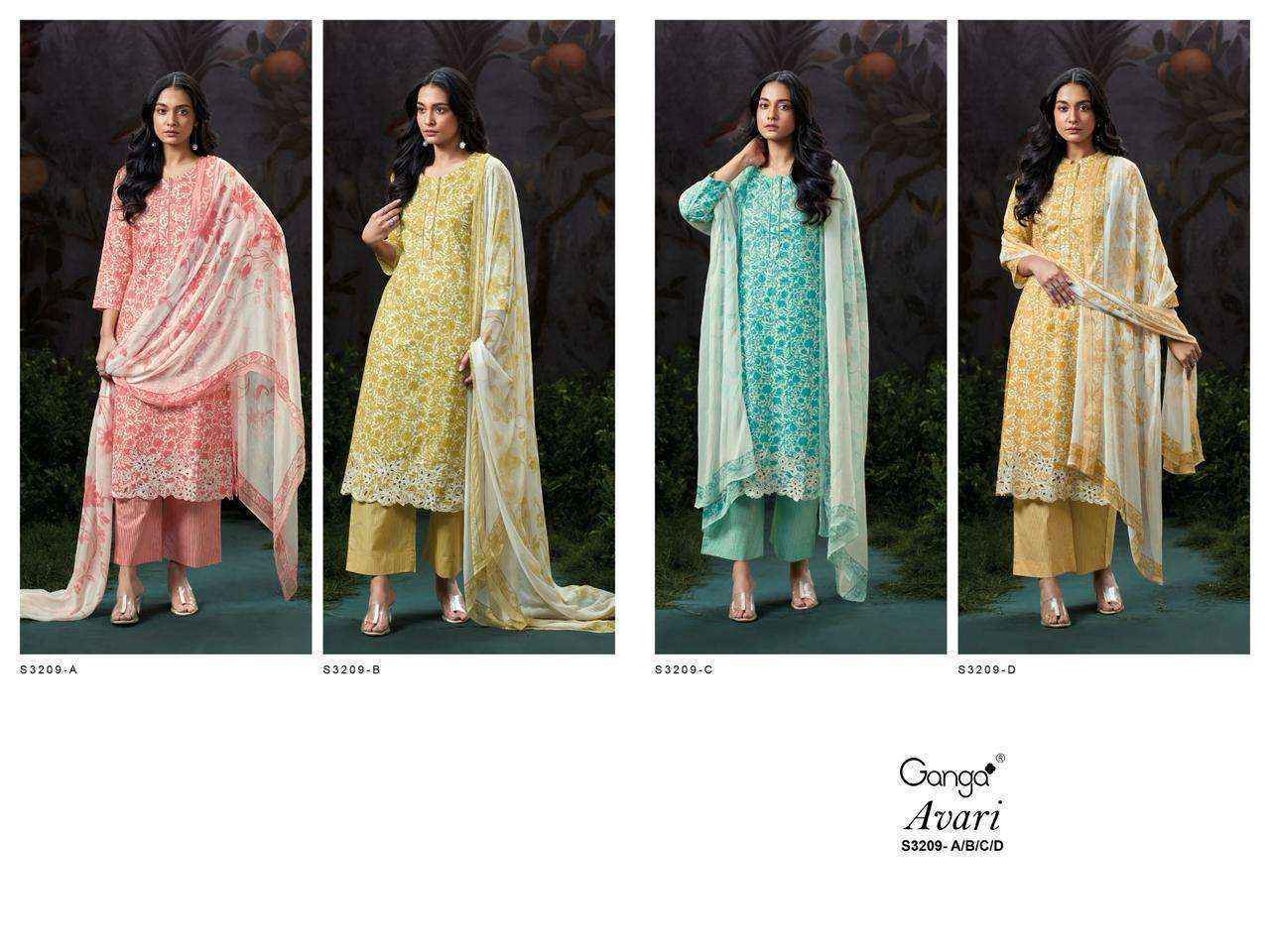 Ganga Avari 3209 Cotton Salwar Kameez Wholesale Rate ( 4 Pcs Catalog )