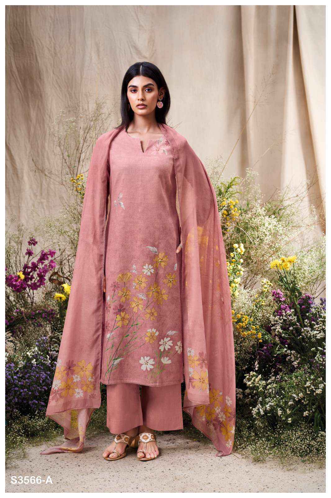 Ganga Ela 3566 Linen Cotton Salwar Kameez Wholesale Rate ( 4 Pcs Catalog )