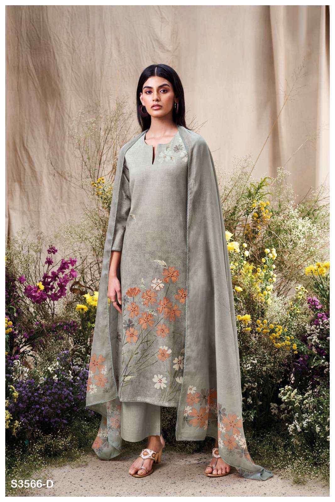 Ganga Ela 3566 Linen Cotton Salwar Kameez Wholesale Rate ( 4 Pcs Catalog )