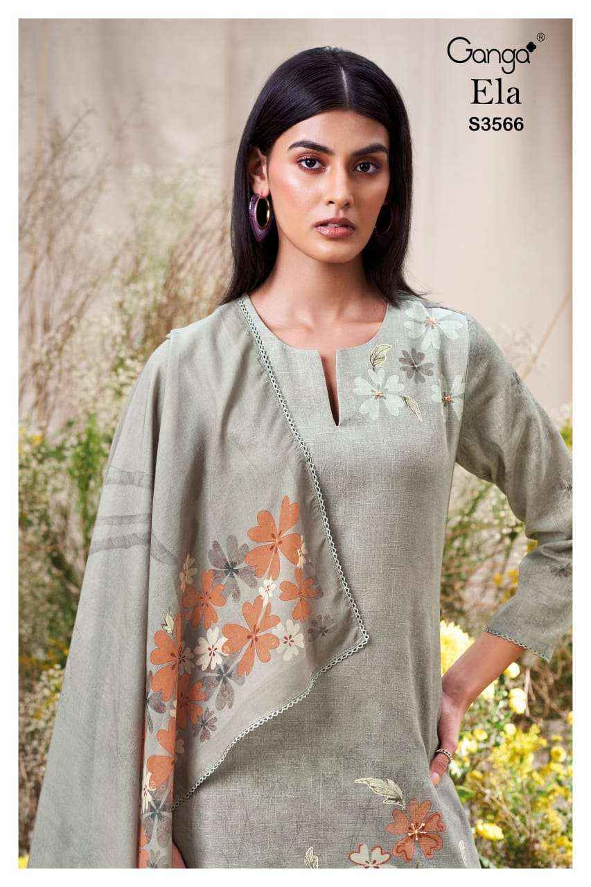Ganga Ela 3566 Linen Cotton Salwar Kameez Wholesale Rate ( 4 Pcs Catalog )
