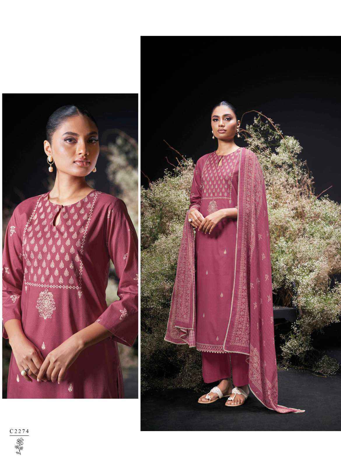 Ganga Enzi Cotton Salwar Kameez Wholesale Rate ( 6 Pcs Catalog )
