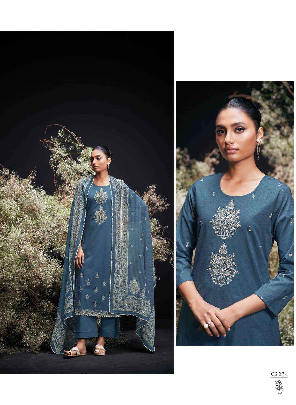 Ganga Enzi Cotton Salwar Kameez Wholesale Rate ( 6 Pcs Catalog )