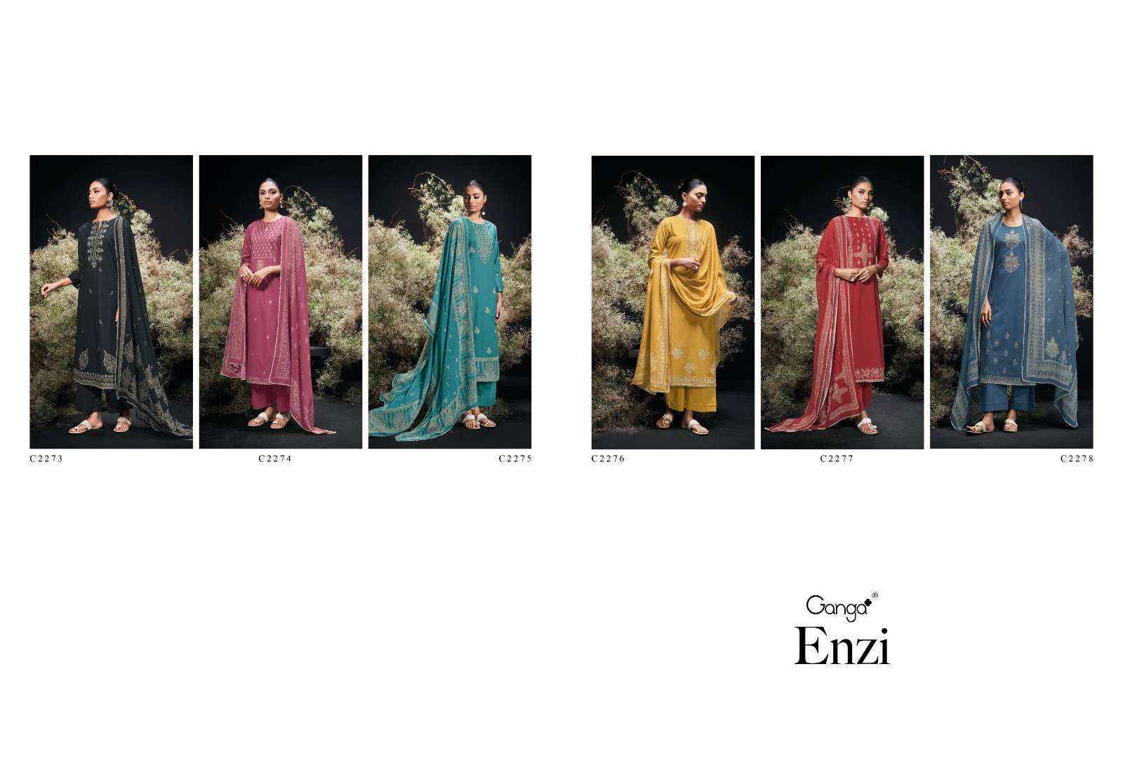 Ganga Enzi Cotton Salwar Kameez Wholesale Rate ( 6 Pcs Catalog )