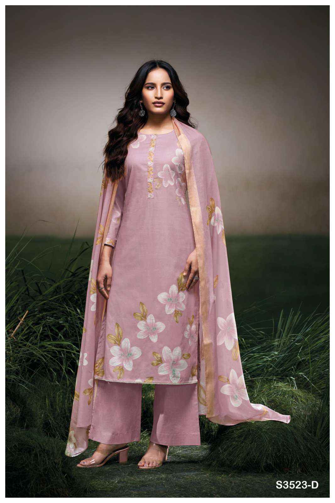 GANGA FARYAT 3523 COTTON PRINTED WITH DESIGNER SUIT WHOLESALE PRICE ( 4 PCS CATALOG )