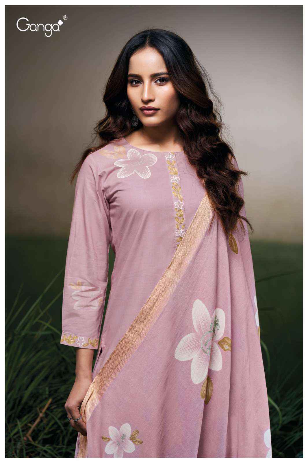 GANGA FARYAT 3523 COTTON PRINTED WITH DESIGNER SUIT WHOLESALE PRICE ( 4 PCS CATALOG )