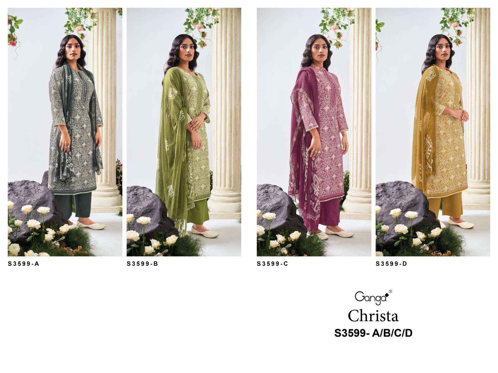 Ganga Fashion Christa 3599 Pure Cotton Fancy Ladies Dress Salwar Kameez Wholesale Rate ( 4 Pcs Catalog )