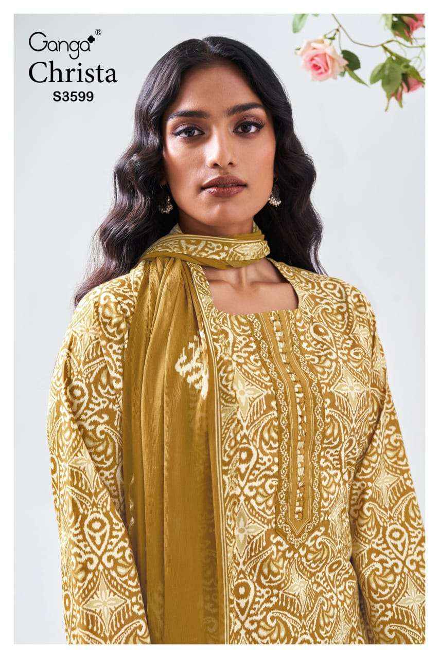 Ganga Fashion Christa 3599 Pure Cotton Fancy Ladies Dress Salwar Kameez Wholesale Rate ( 4 Pcs Catalog )