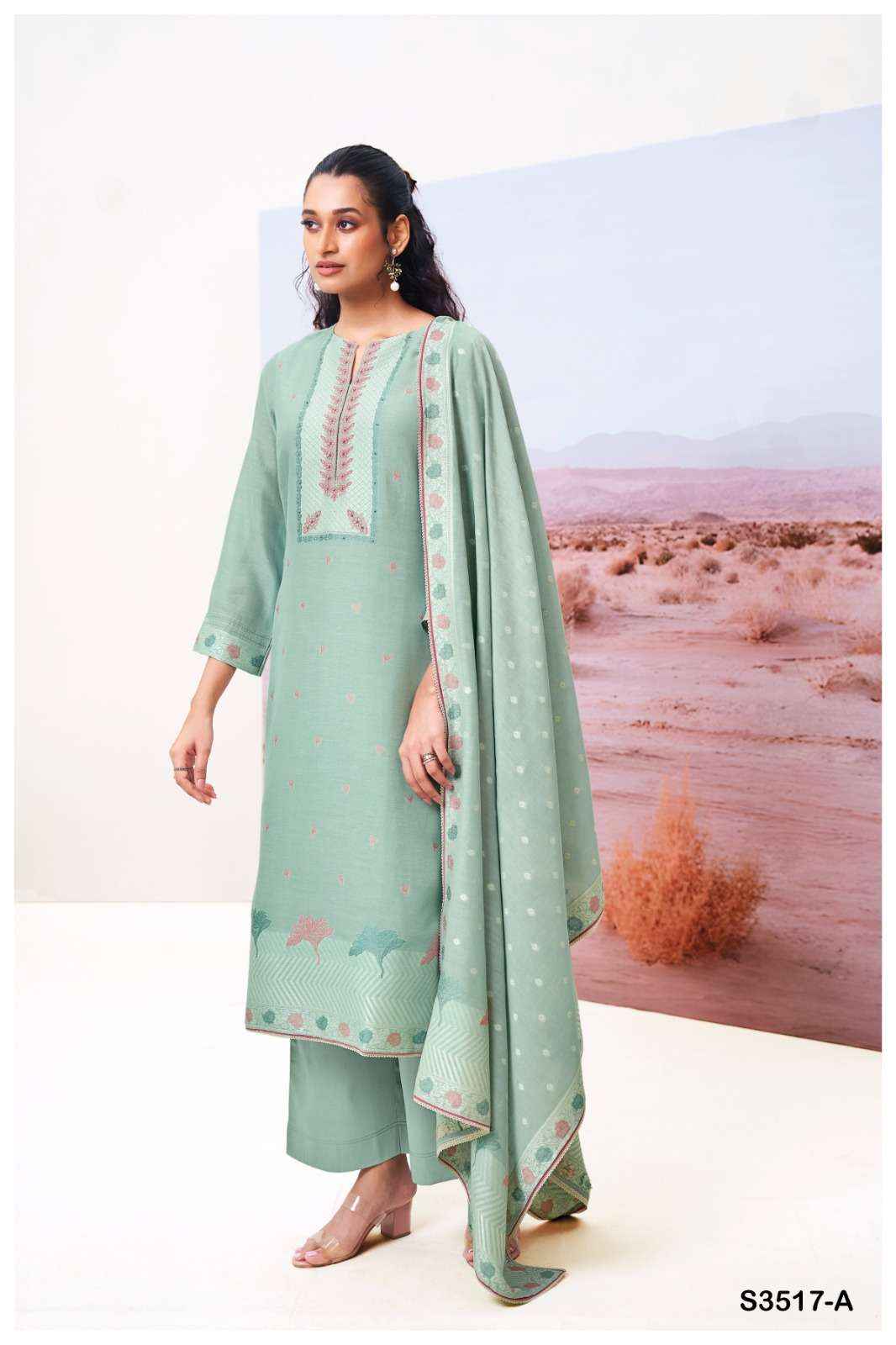 Ganga Fashion Cracia 3517 Premium Designs Silk Suit Salwar Kameez Wholesale Rate ( 2 Pcs Catalog )