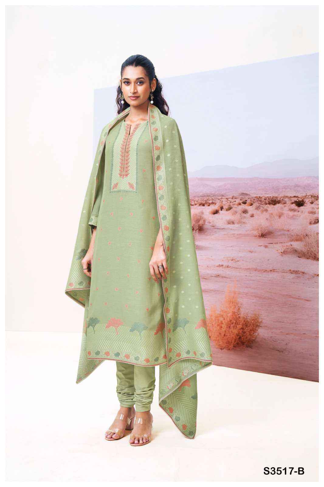 Ganga Fashion Cracia 3517 Premium Designs Silk Suit Salwar Kameez Wholesale Rate ( 2 Pcs Catalog )