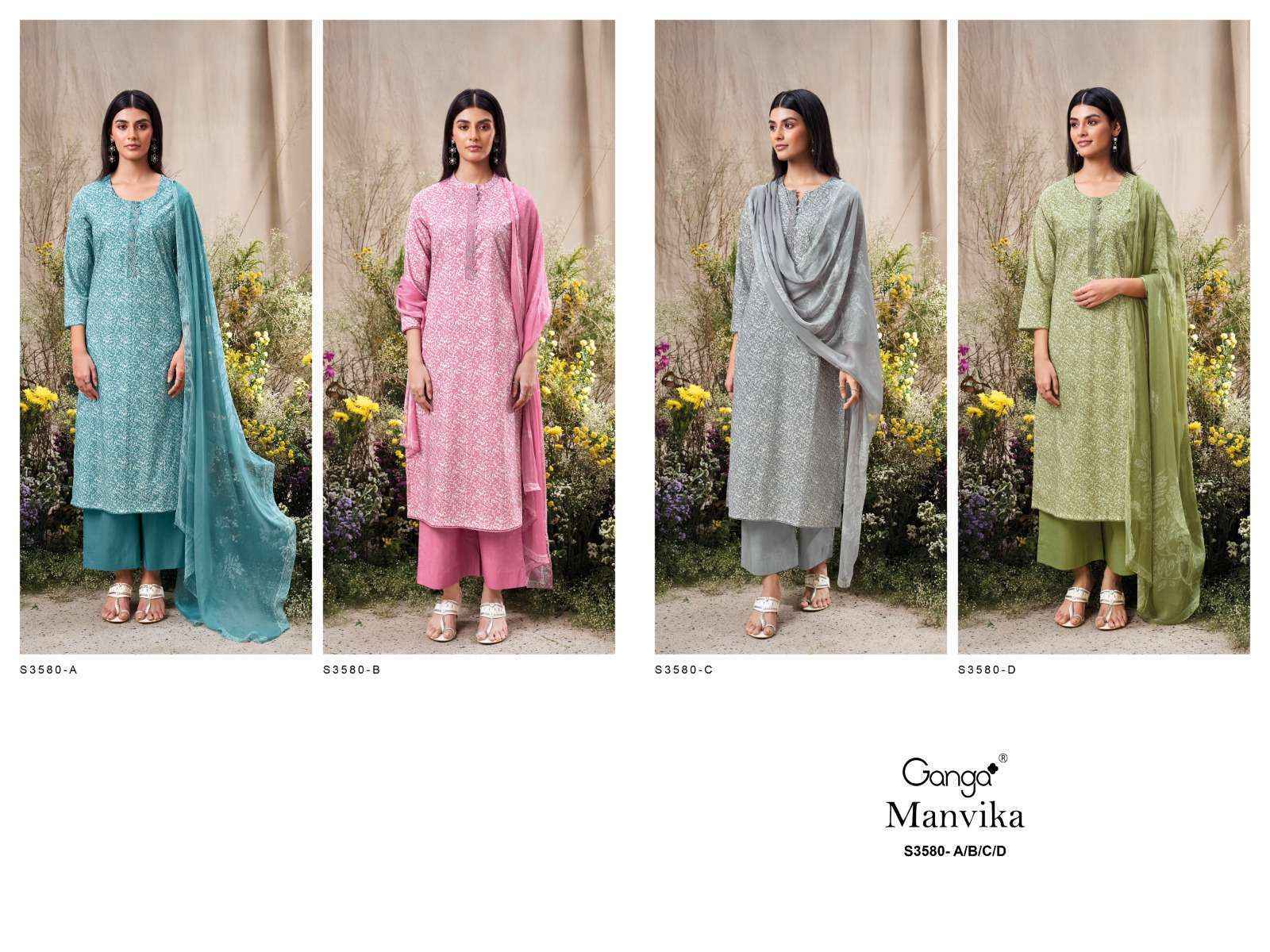 Ganga Manvika 3580 Cotton Salwar Kameez Wholesale Rate ( 4 Pcs Catalog )