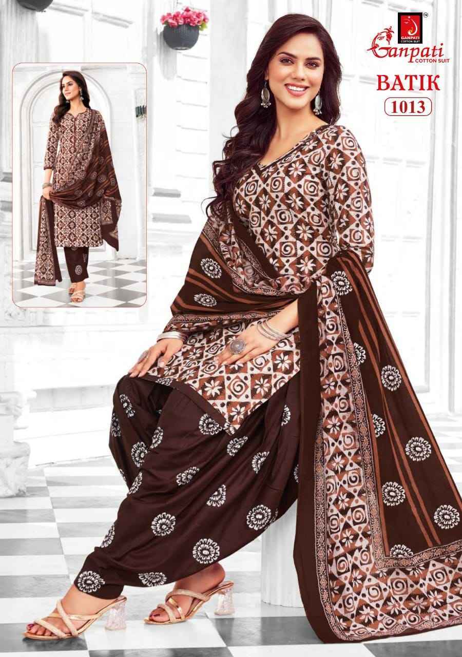 GANPATI BATIK VOL-10 HEAVY LAWN COTTON PRINTED DRESS MATERIAL AT WHOLESALE PRICE ( 15 PCS CATALOG )