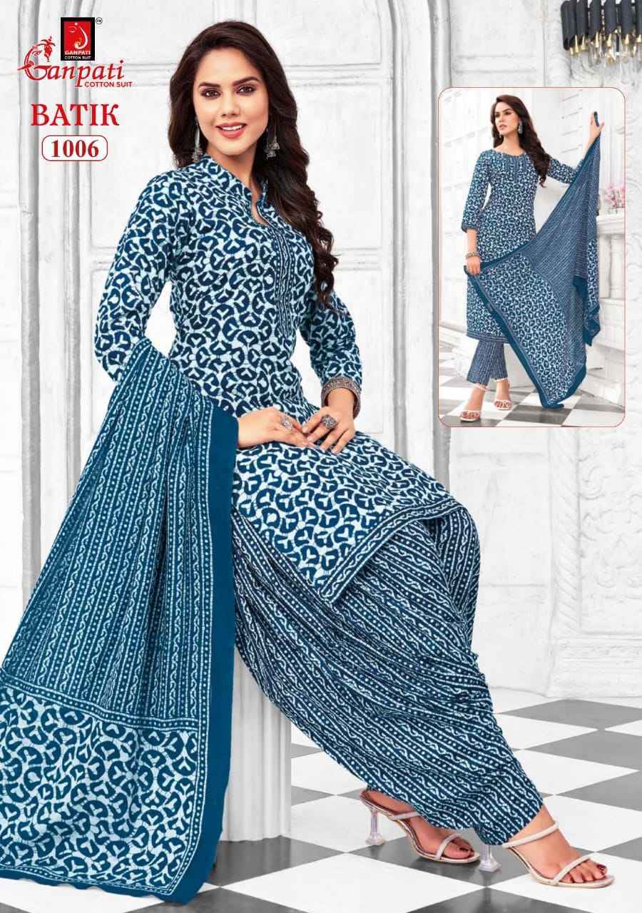 GANPATI BATIK VOL-10 HEAVY LAWN COTTON PRINTED DRESS MATERIAL AT WHOLESALE PRICE ( 15 PCS CATALOG )