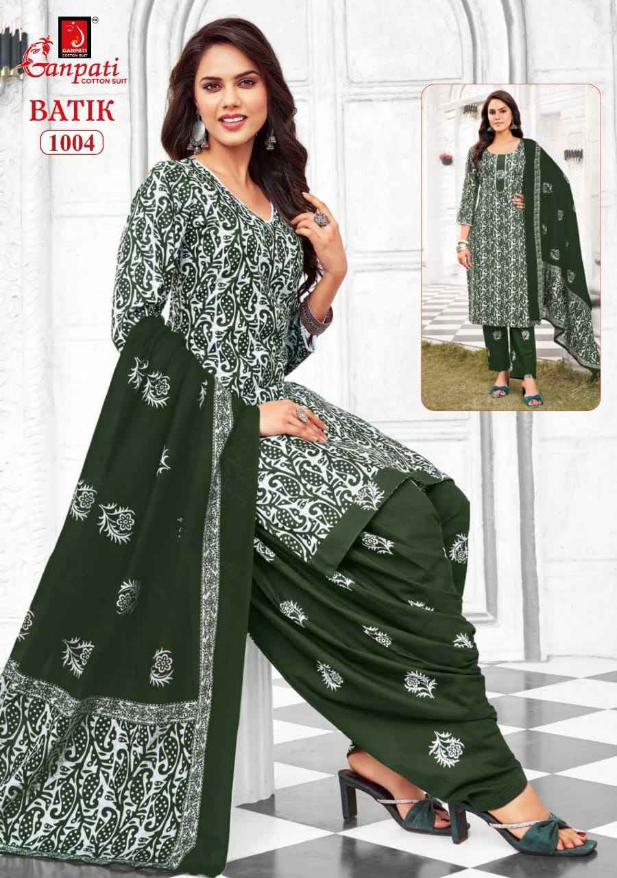 GANPATI BATIK VOL-10 HEAVY LAWN COTTON PRINTED DRESS MATERIAL AT WHOLESALE PRICE ( 15 PCS CATALOG )