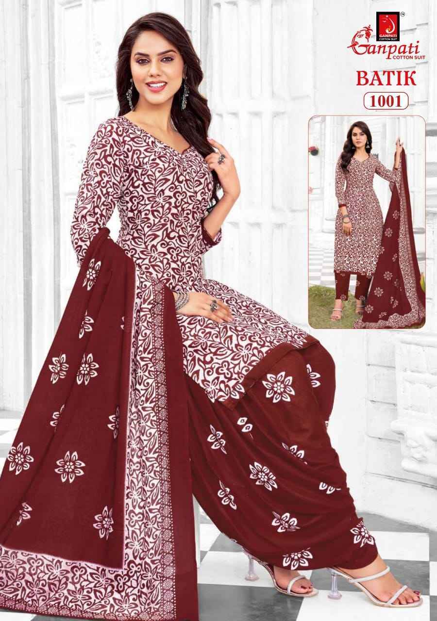 GANPATI BATIK VOL-10 HEAVY LAWN COTTON PRINTED DRESS MATERIAL AT WHOLESALE PRICE ( 15 PCS CATALOG )