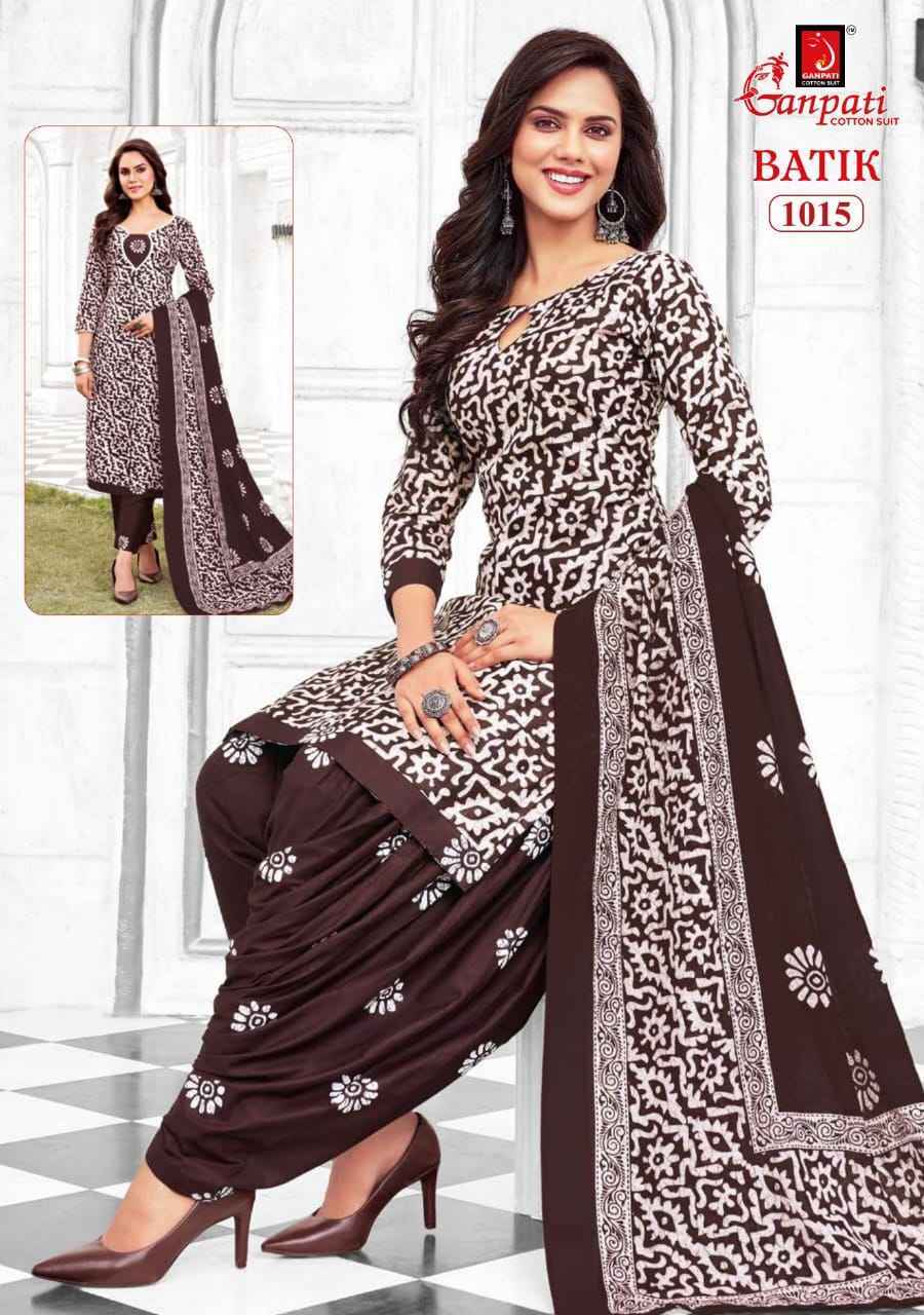 GANPATI BATIK VOL-10 HEAVY LAWN COTTON PRINTED DRESS MATERIAL AT WHOLESALE PRICE ( 15 PCS CATALOG )