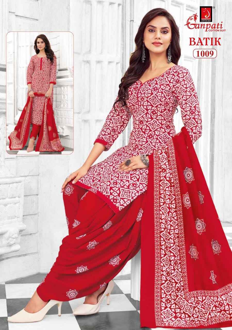 GANPATI BATIK VOL-10 HEAVY LAWN COTTON PRINTED DRESS MATERIAL AT WHOLESALE PRICE ( 15 PCS CATALOG )