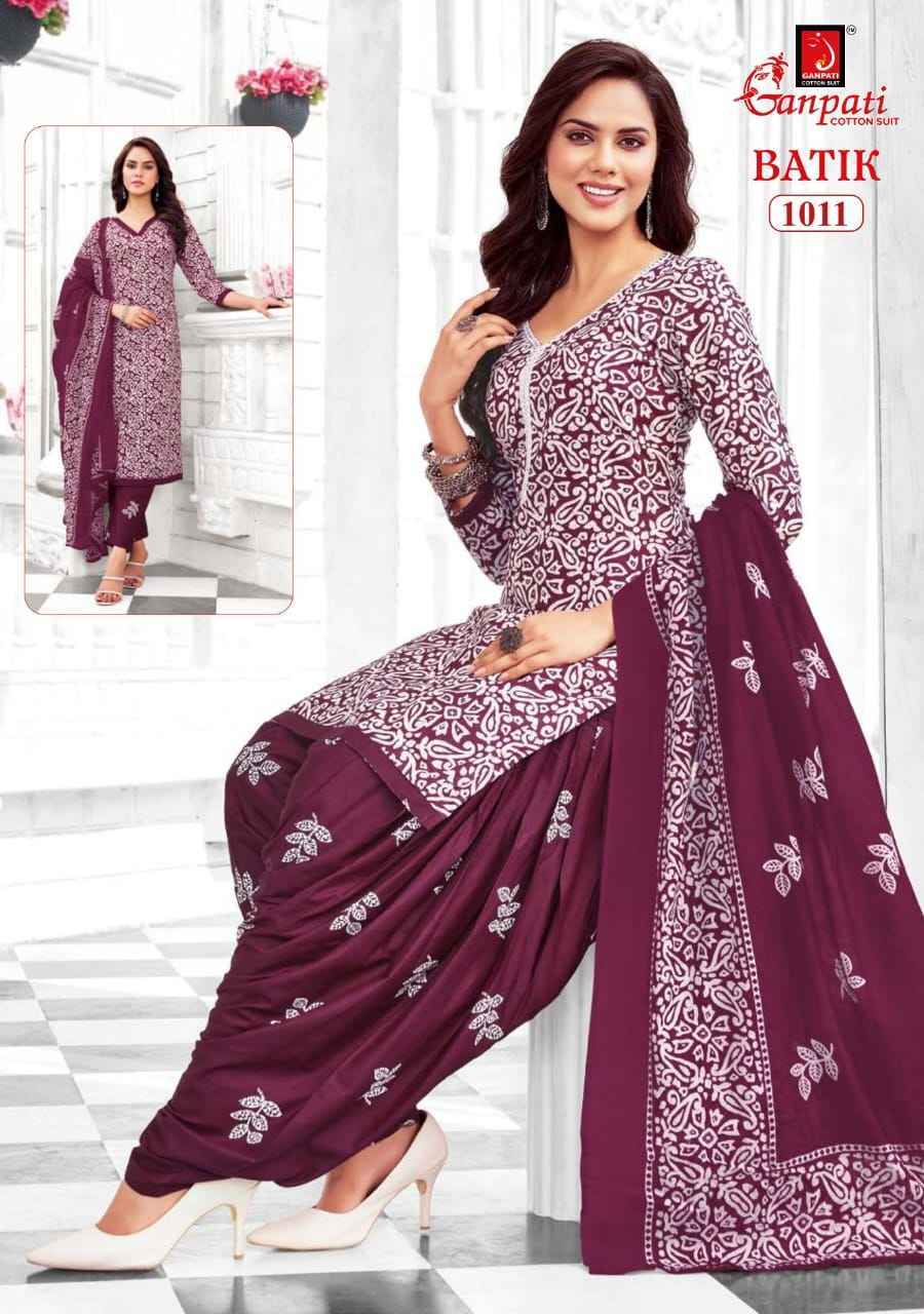 GANPATI BATIK VOL-10 HEAVY LAWN COTTON PRINTED DRESS MATERIAL AT WHOLESALE PRICE ( 15 PCS CATALOG )