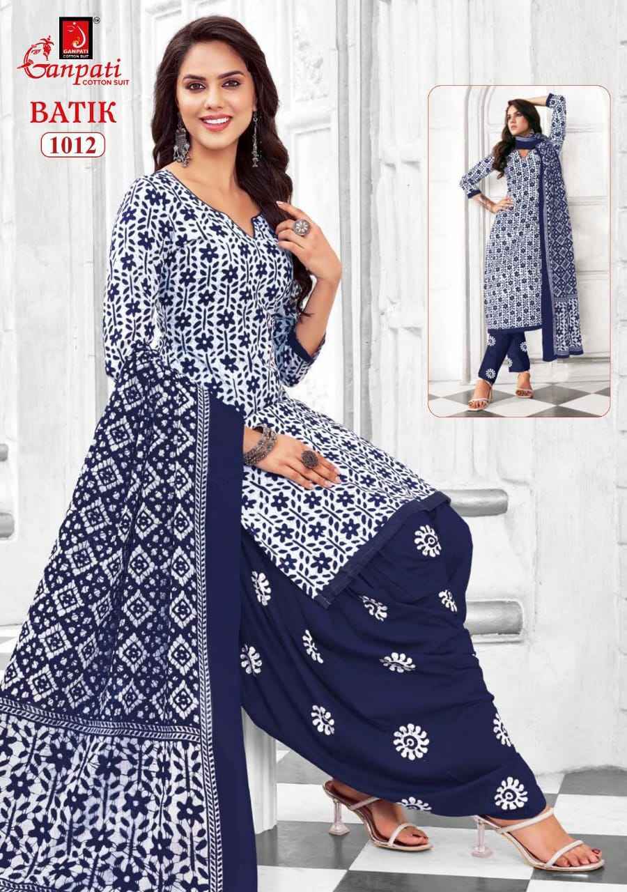 GANPATI BATIK VOL-10 HEAVY LAWN COTTON PRINTED DRESS MATERIAL AT WHOLESALE PRICE ( 15 PCS CATALOG )