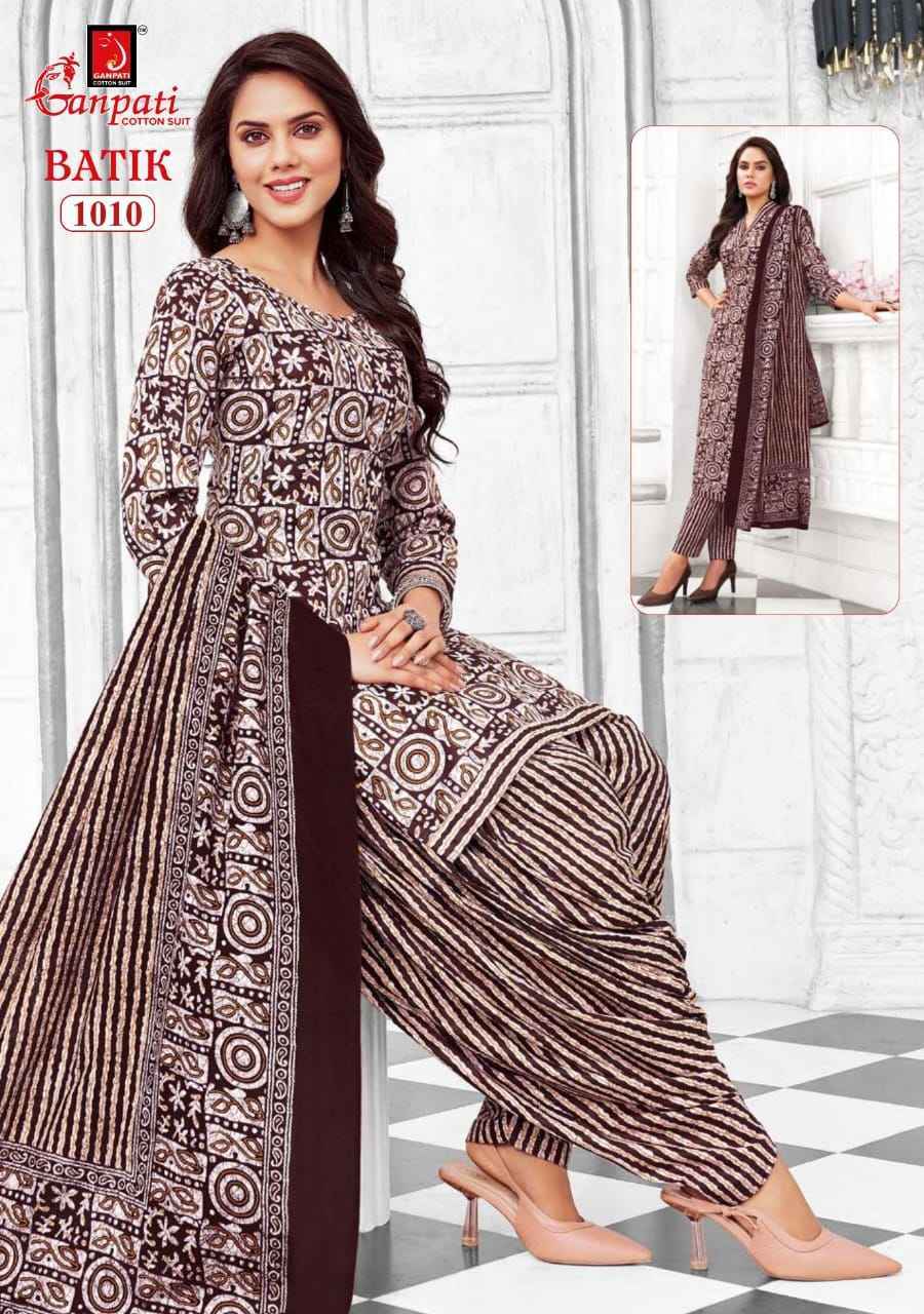 GANPATI BATIK VOL-10 HEAVY LAWN COTTON PRINTED DRESS MATERIAL AT WHOLESALE PRICE ( 15 PCS CATALOG )