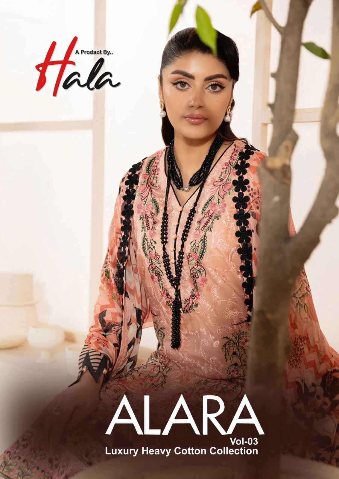 Hala Alara Vol 3 Lawn Cotton Pakistani Dress Material Wholesale Surat ( 6 pcs Catalogue )