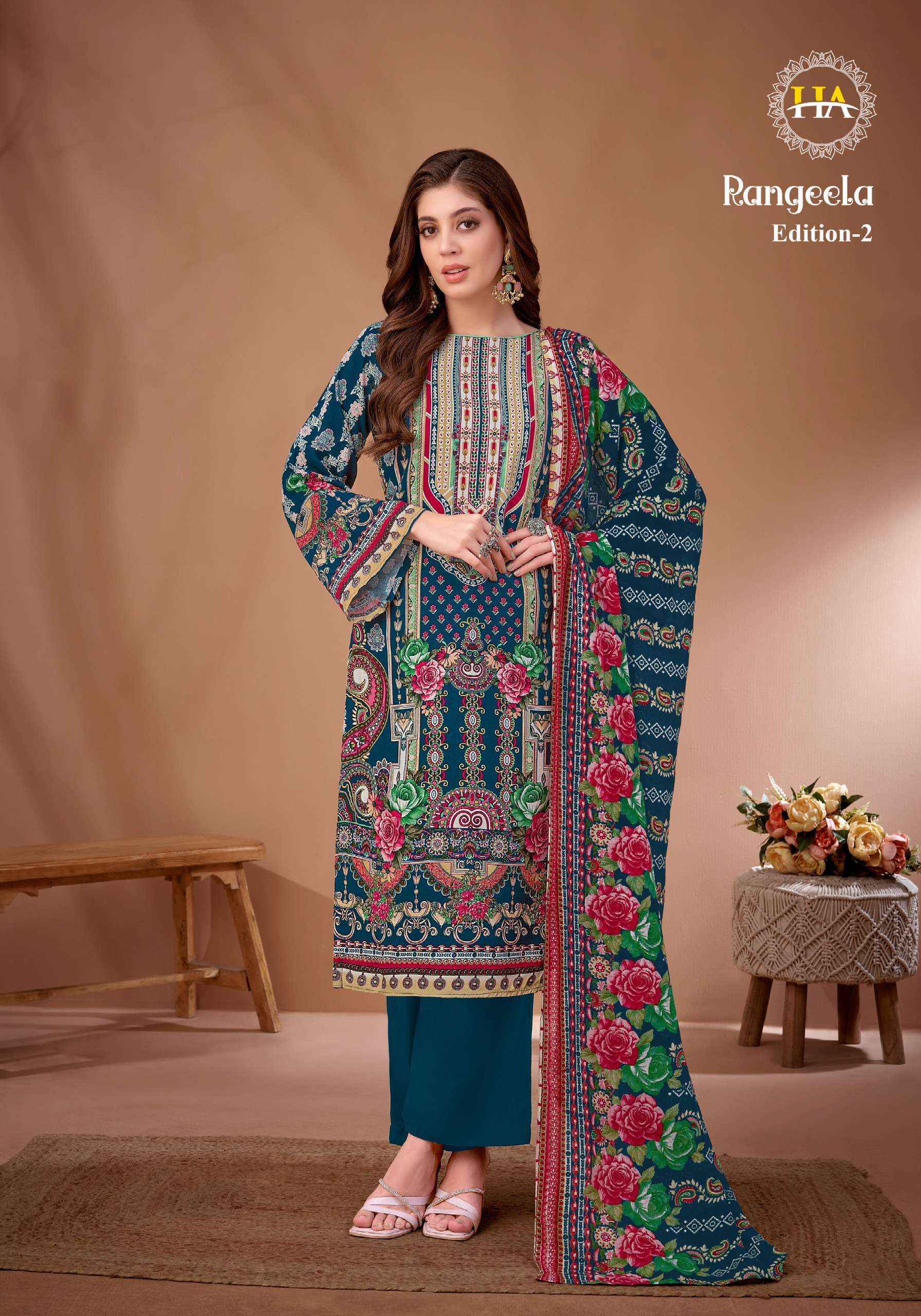 Harshit Fashion Rangeela Vol 2 Viscose Rayon Salwar Kameez Wholesale Rate ( 8  Pcs Catalog )
