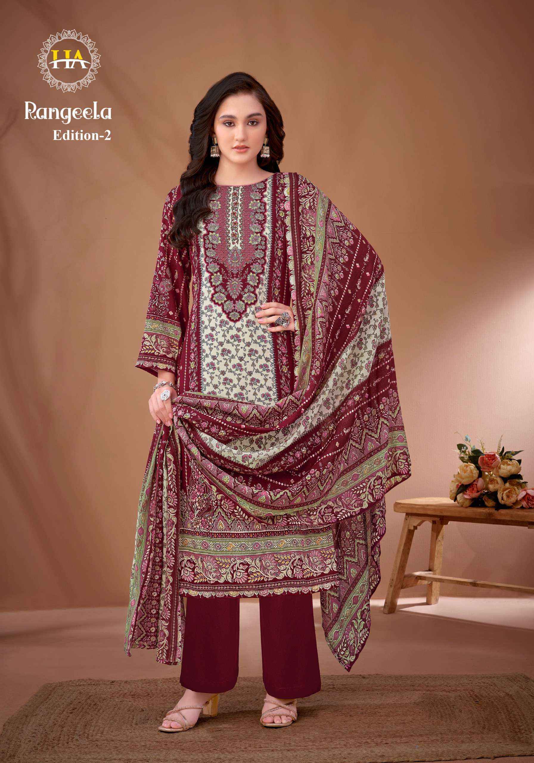 Harshit Fashion Rangeela Vol 2 Viscose Rayon Salwar Kameez Wholesale Rate ( 8  Pcs Catalog )