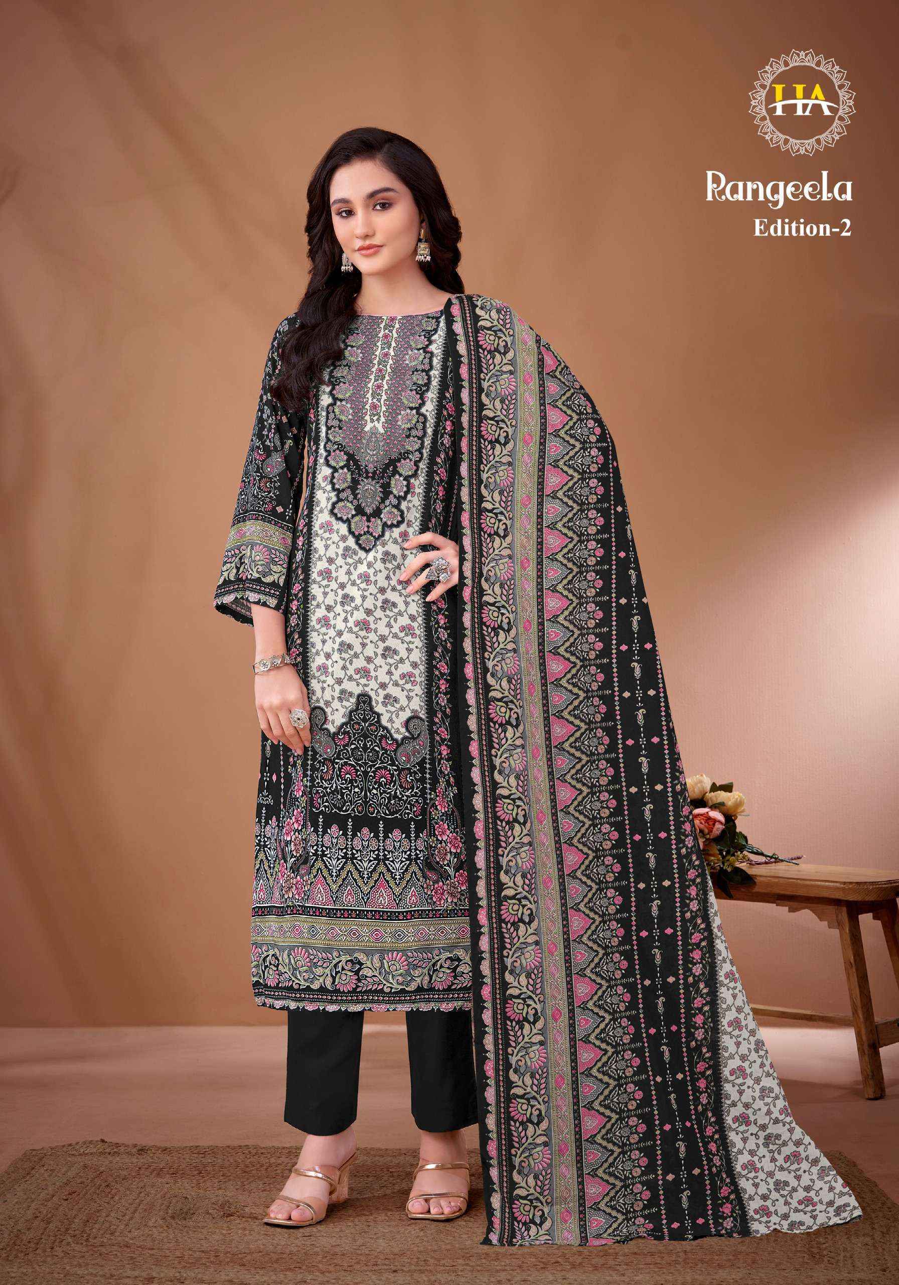 Harshit Fashion Rangeela Vol 2 Viscose Rayon Salwar Kameez Wholesale Rate ( 8  Pcs Catalog )
