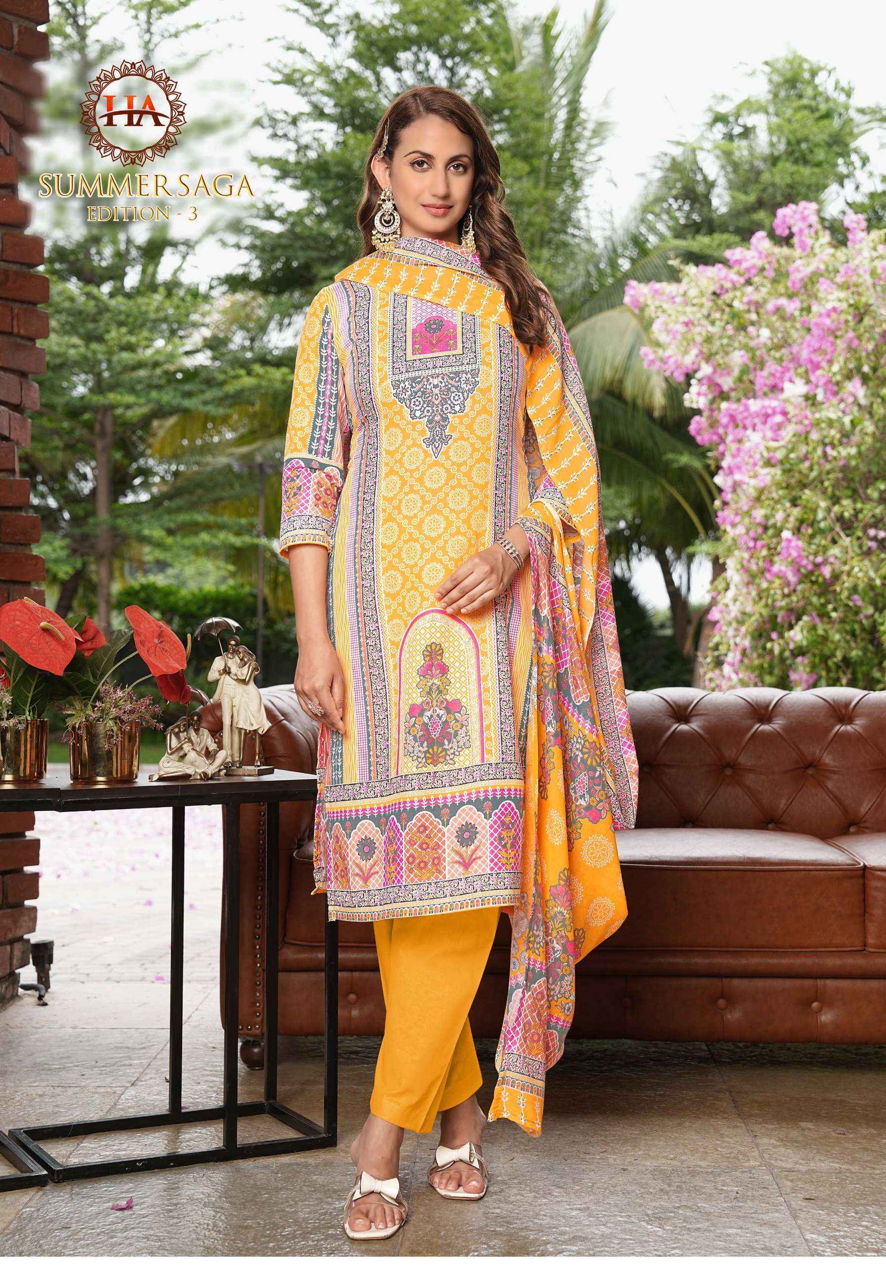 Harshit Fashion Summer Saga Edition 3 Cotton Salwar Kameez Wholesale Rate ( 8 Pcs Catalog )