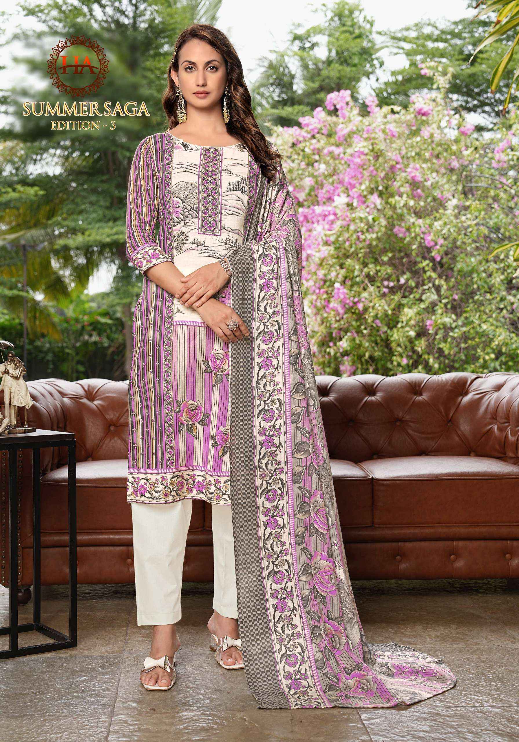 Harshit Fashion Summer Saga Edition 3 Cotton Salwar Kameez Wholesale Rate ( 8 Pcs Catalog )