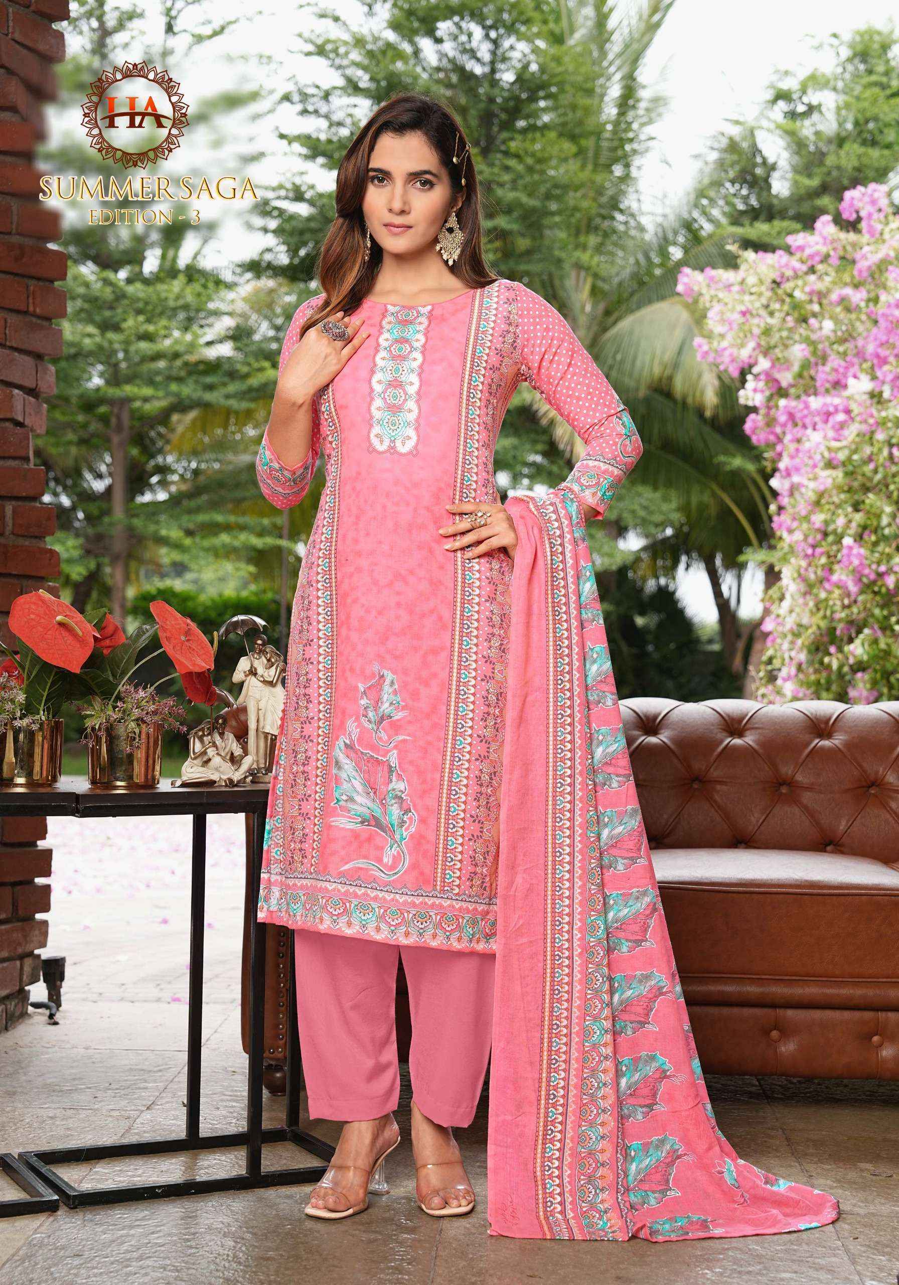 Harshit Fashion Summer Saga Edition 3 Cotton Salwar Kameez Wholesale Rate ( 8 Pcs Catalog )