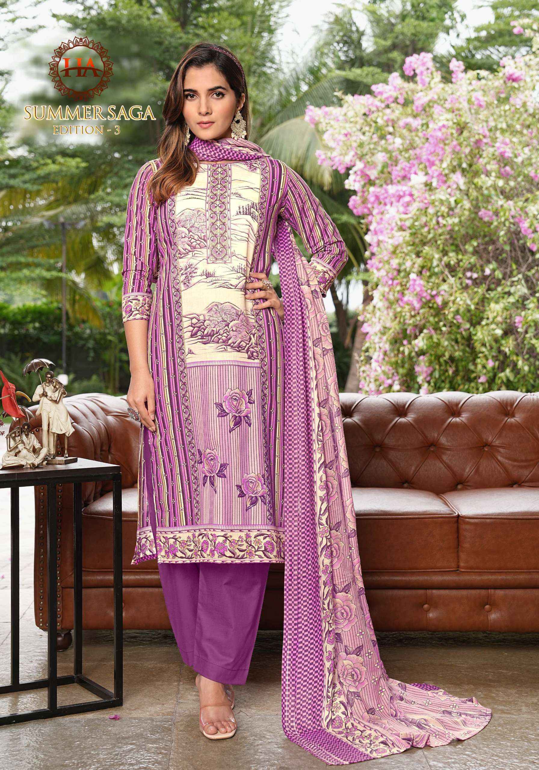 Harshit Fashion Summer Saga Edition 3 Cotton Salwar Kameez Wholesale Rate ( 8 Pcs Catalog )