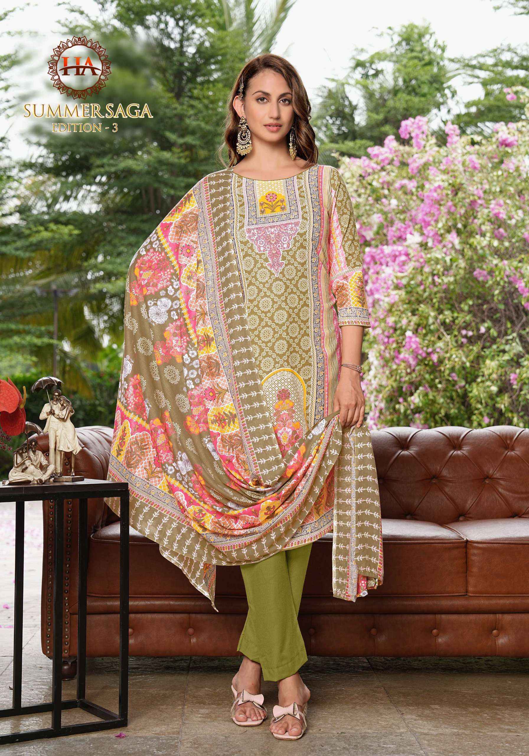 Harshit Fashion Summer Saga Edition 3 Cotton Salwar Kameez Wholesale Rate ( 8 Pcs Catalog )